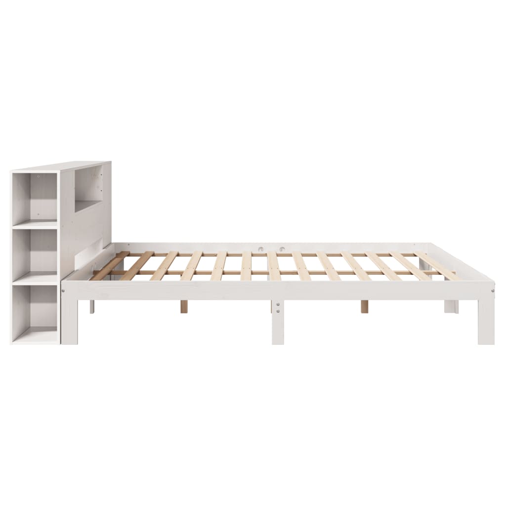 Cama com estante sem colchão 180x200 cm pinho maciço branco