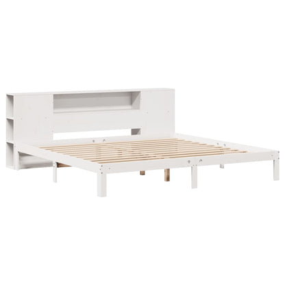 Cama com estante sem colchão 200x200 cm pinho maciço branco