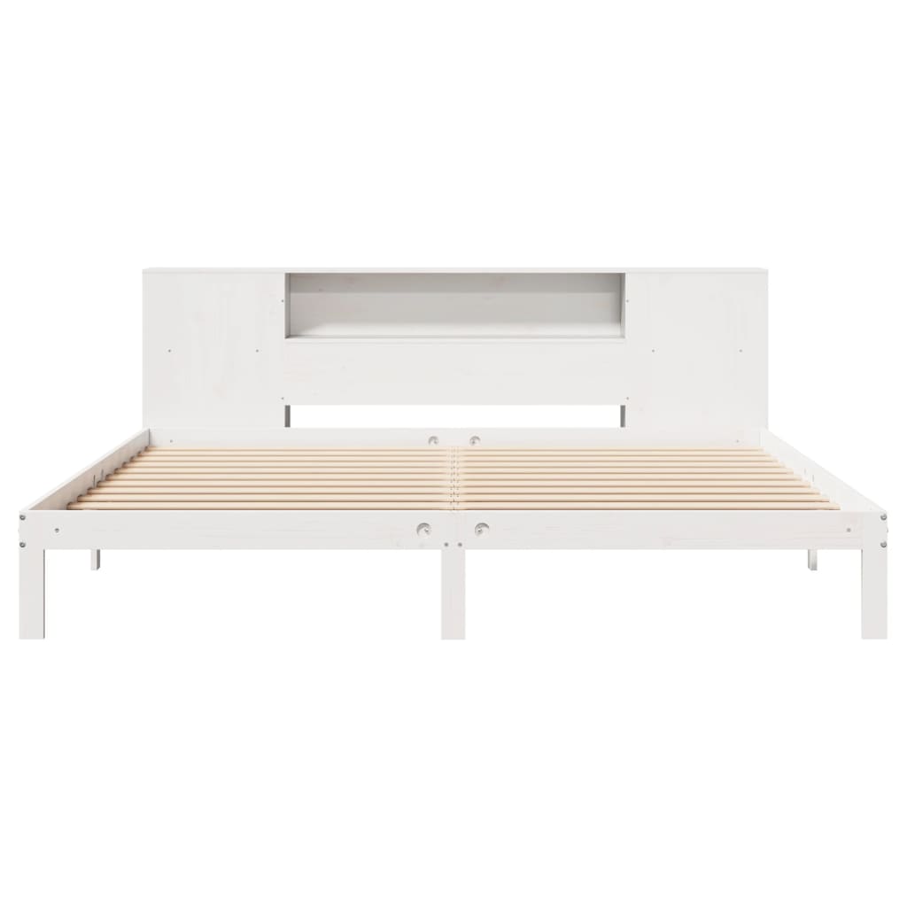 Cama com estante sem colchão 200x200 cm pinho maciço branco