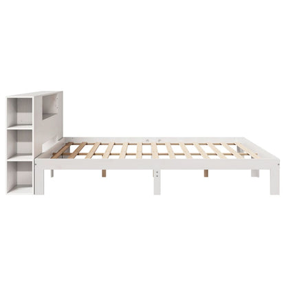 Cama com estante sem colchão 200x200 cm pinho maciço branco