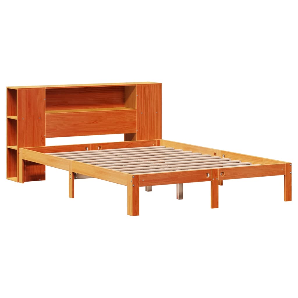 Cama com estante sem colchão 140x190 cm pinho maciço