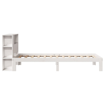 Cama com estante sem colchão 75x190 cm pinho maciço branco