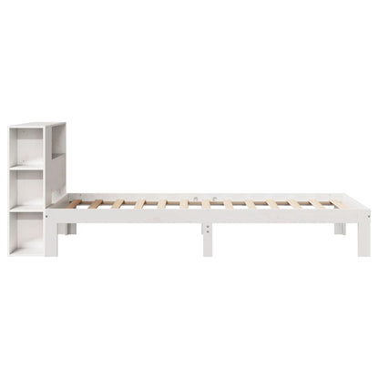 Cama com estante sem colchão 90x190 cm pinho maciço branco