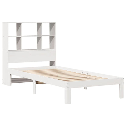 Cama com estante sem colchão 75x190 cm pinho maciço branco