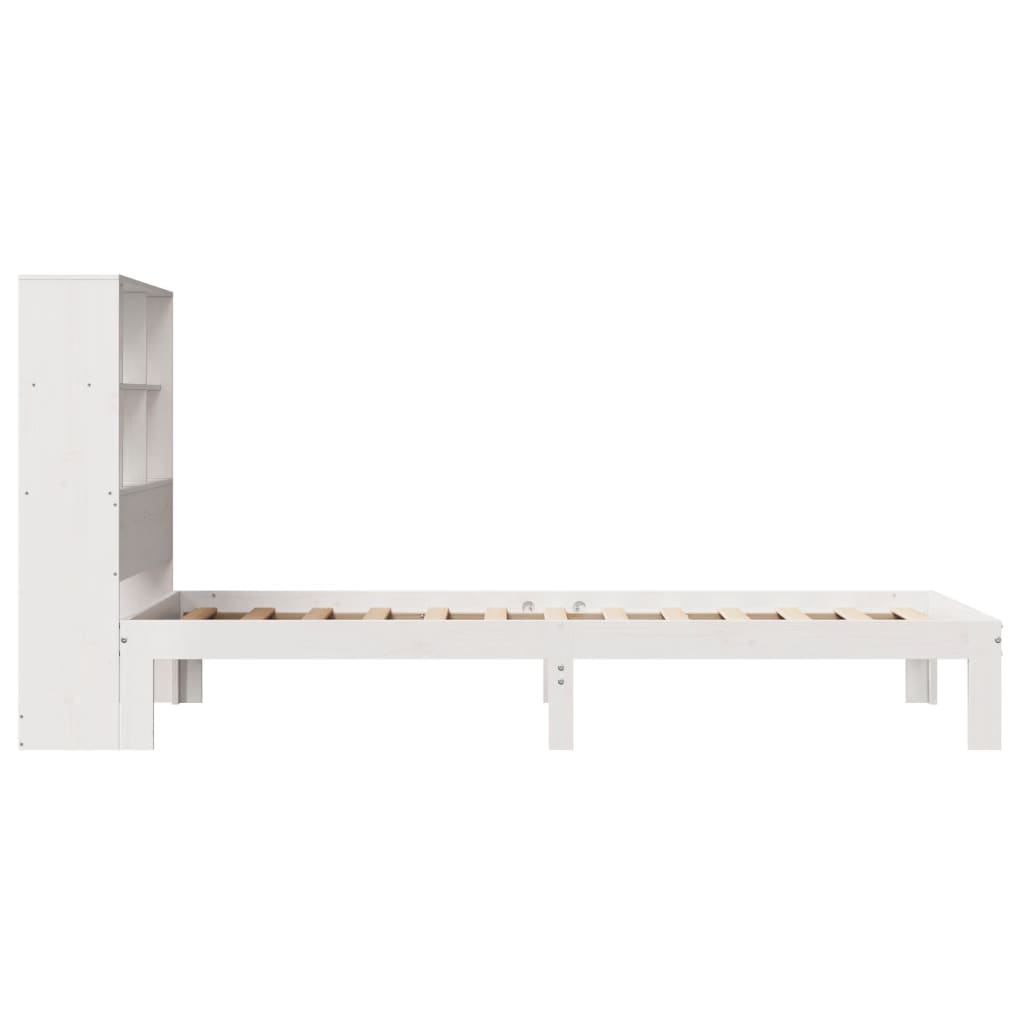 Cama com estante sem colchão 75x190 cm pinho maciço branco