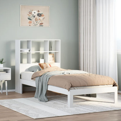 Cama com estante sem colchão 75x190 cm pinho maciço branco