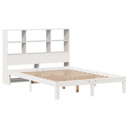 Cama com estante sem colchão 135x190 cm pinho maciço branco