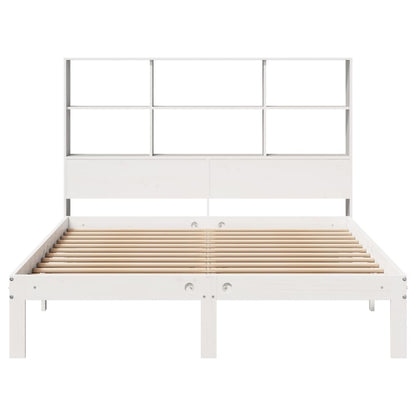 Cama com estante sem colchão 135x190 cm pinho maciço branco