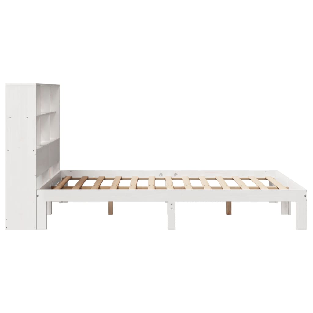 Cama com estante sem colchão 135x190 cm pinho maciço branco