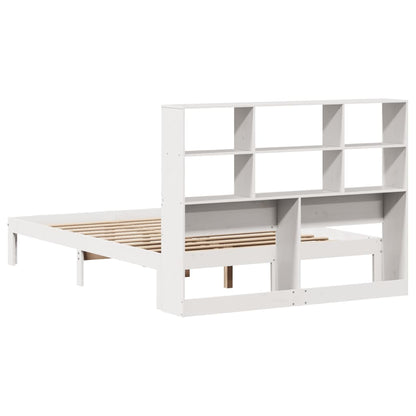 Cama com estante sem colchão 135x190 cm pinho maciço branco