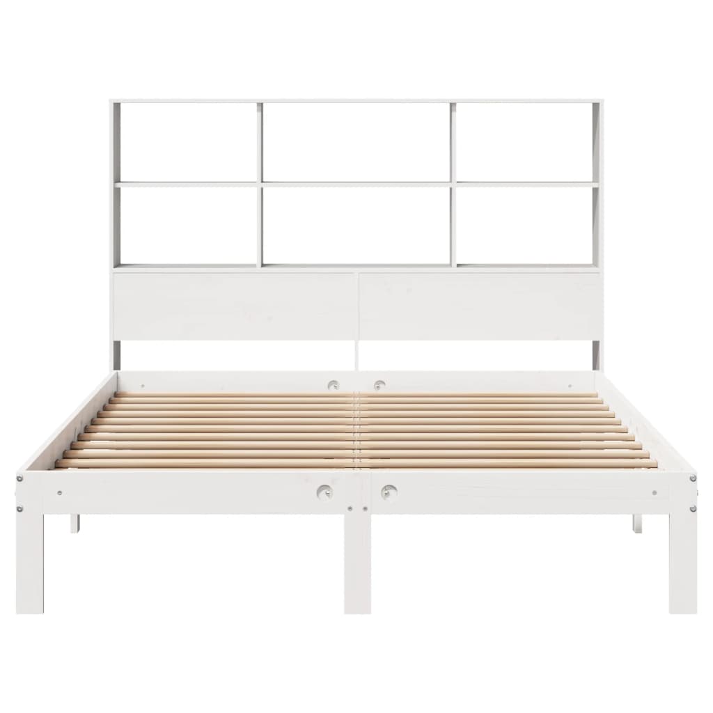 Cama com estante sem colchão 140x190 cm pinho maciço branco