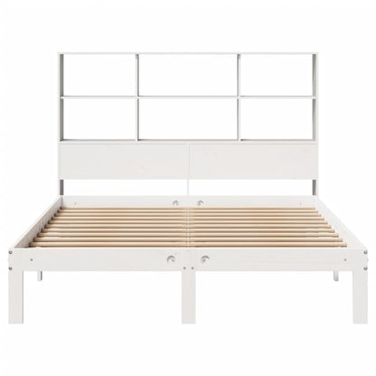 Cama com estante sem colchão 120x200 cm pinho maciço branco