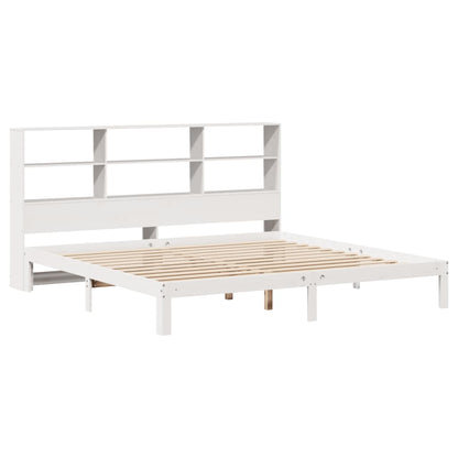 Cama com estante sem colchão 180x200 cm pinho maciço branco