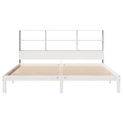 Cama com estante sem colchão 180x200 cm pinho maciço branco