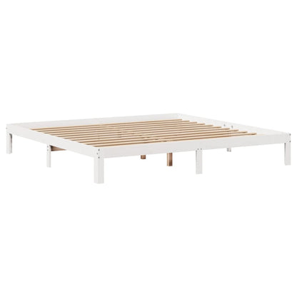 Cama com estante sem colchão 180x200 cm pinho maciço branco