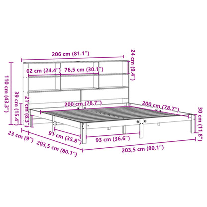 Cama com estante sem colchão 200x200 cm pinho maciço