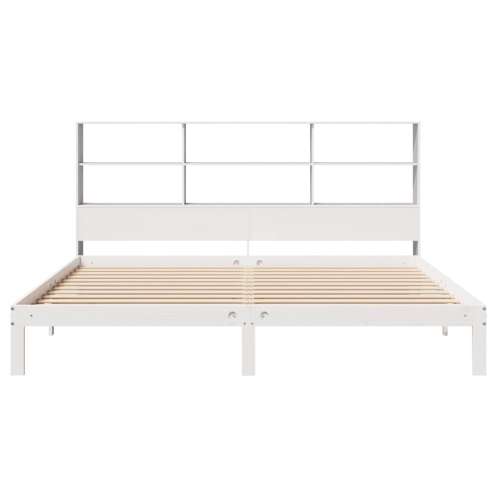 Cama com estante sem colchão 200x200 cm pinho maciço branco