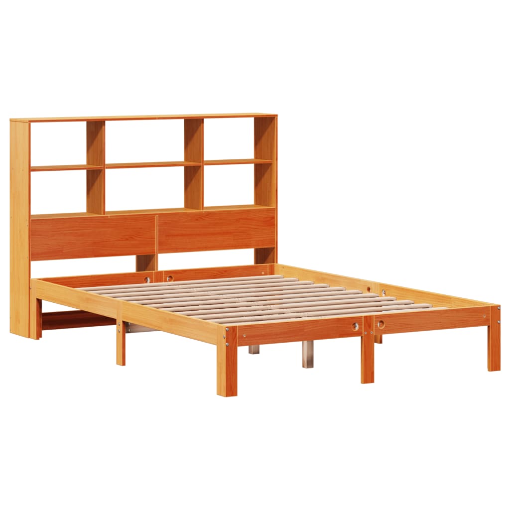 Cama com estante sem colchão 140x190 cm pinho maciço