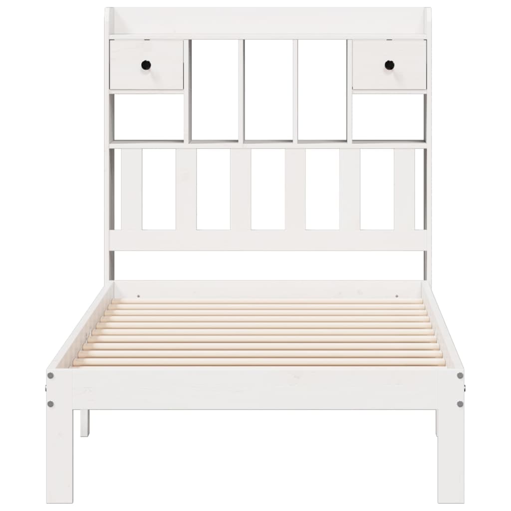 Cama com estante sem colchão 75x190 cm pinho maciço branco