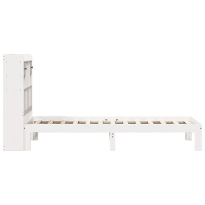 Cama com estante sem colchão 75x190 cm pinho maciço branco