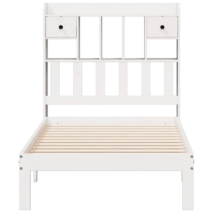 Cama com estante sem colchão 90x190 cm pinho maciço branco