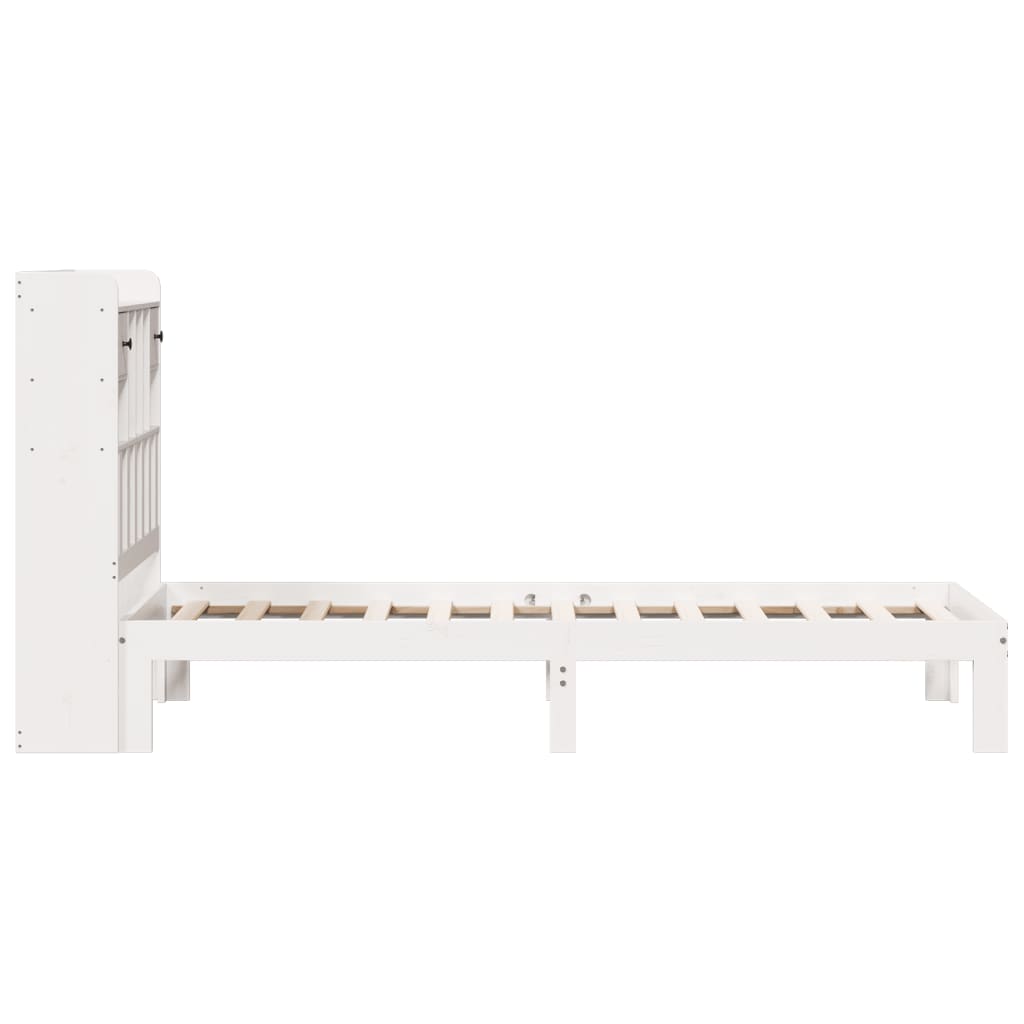 Cama com estante sem colchão 90x190 cm pinho maciço branco