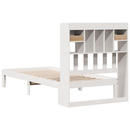 Cama com estante sem colchão 90x190 cm pinho maciço branco