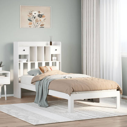 Cama com estante sem colchão 90x190 cm pinho maciço branco