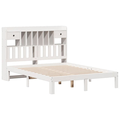 Cama com estante sem colchão 120x190 cm pinho maciço branco