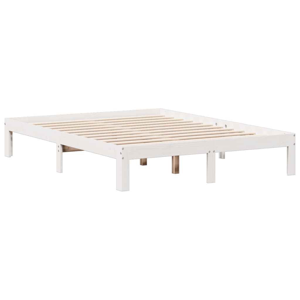 Cama com estante sem colchão 120x190 cm pinho maciço branco