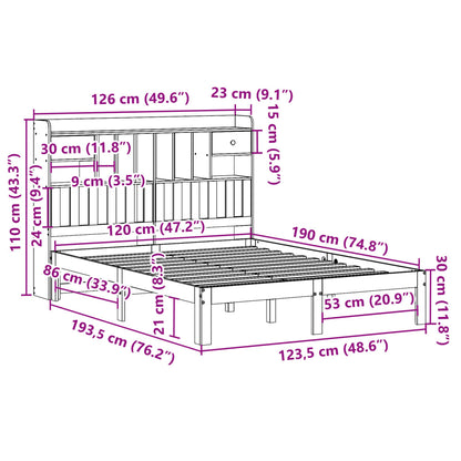 Cama com estante sem colchão 120x190 cm pinho maciço branco