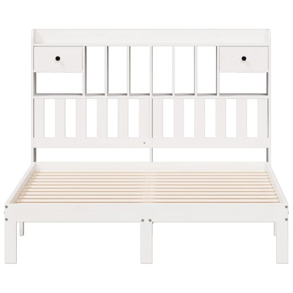 Cama com estante sem colchão 135x190 cm pinho maciço branco