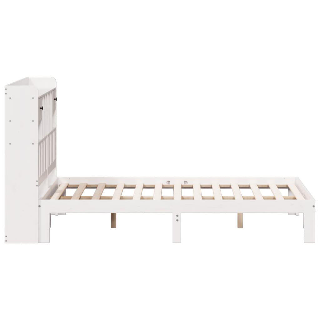 Cama com estante sem colchão 135x190 cm pinho maciço branco