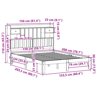 Cama com estante sem colchão 150x200 cm pinho maciço