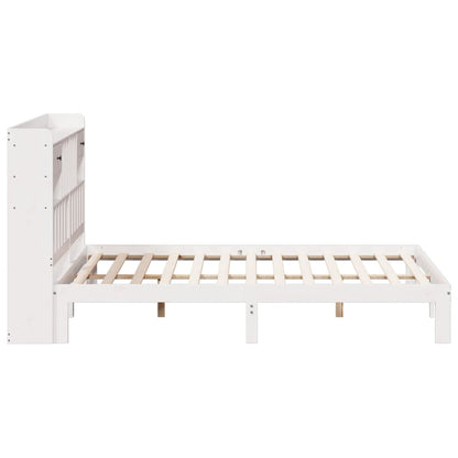 Cama com estante sem colchão 200x200 cm pinho maciço branco