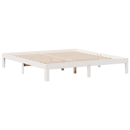 Cama com estante sem colchão 200x200 cm pinho maciço branco