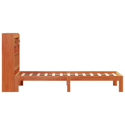 Cama com estante sem colchão 90x190cm pinho maciço castanho-mel