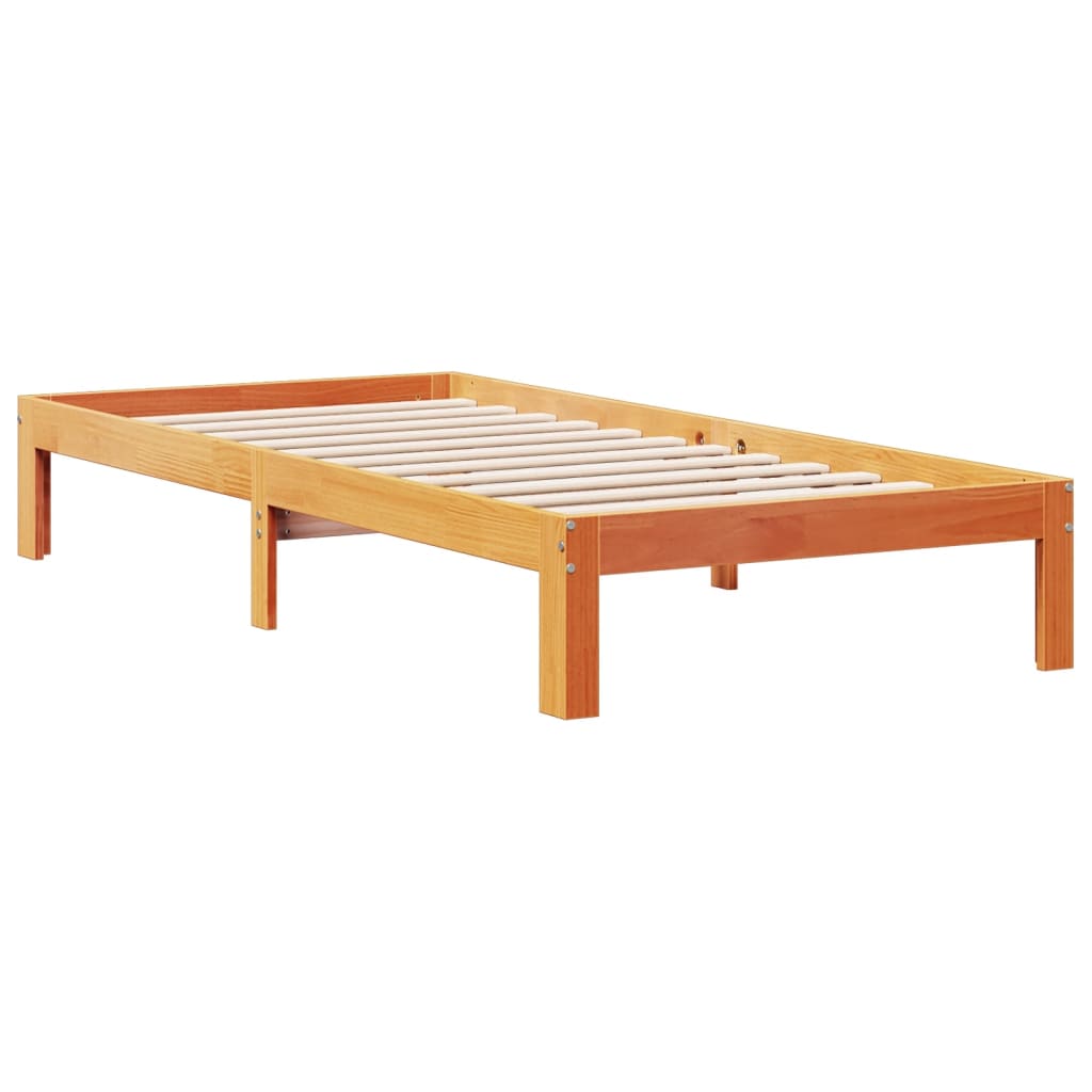 Cama com estante sem colchão 90x190cm pinho maciço castanho-mel