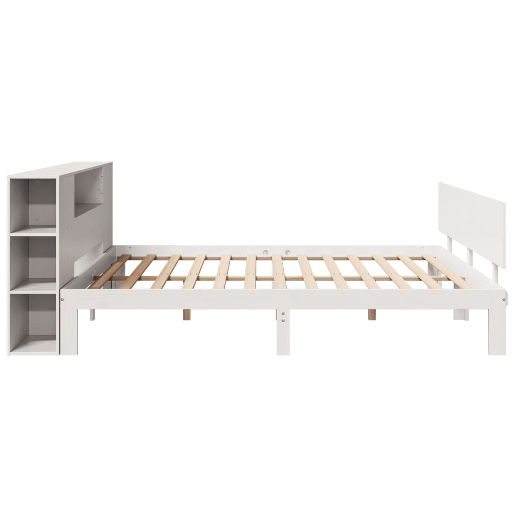 Cama com estante sem colchão 200x200 cm pinho maciço branco