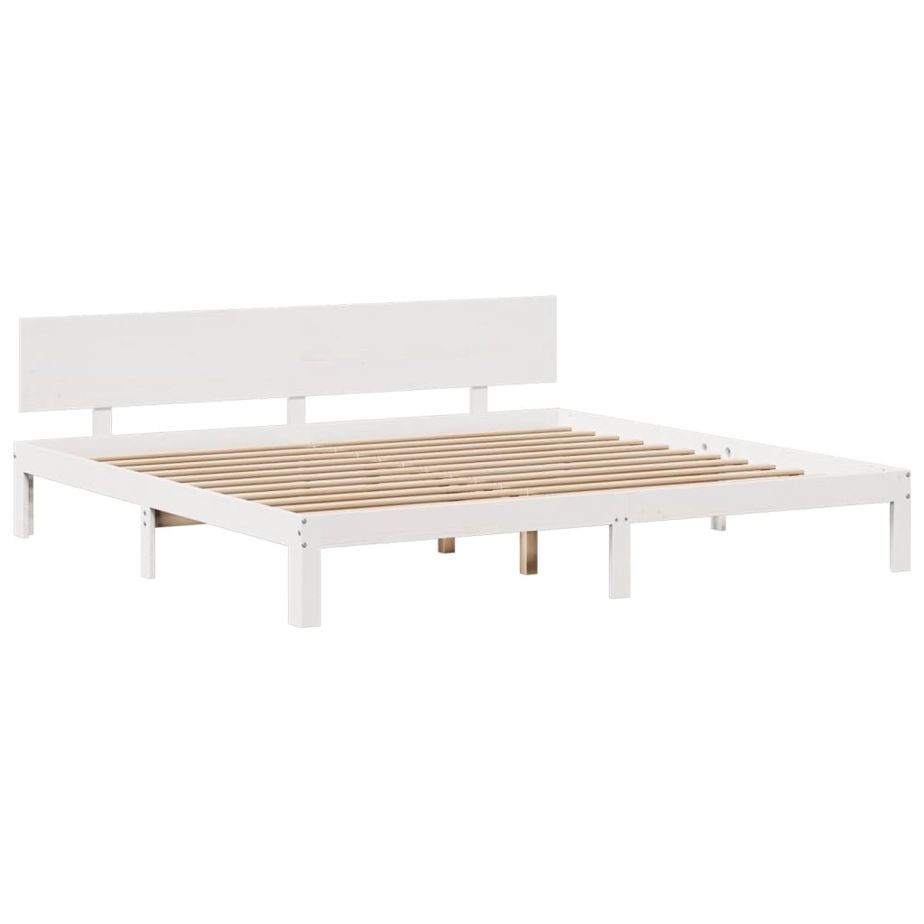 Cama com estante sem colchão 200x200 cm pinho maciço branco