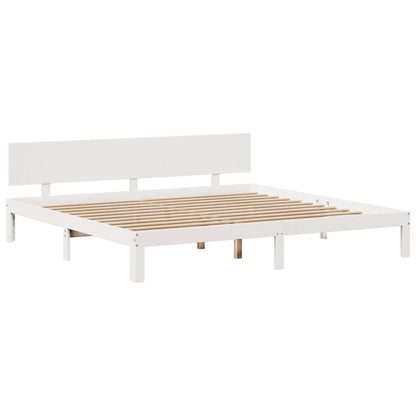 Cama com estante sem colchão 200x200 cm pinho maciço branco