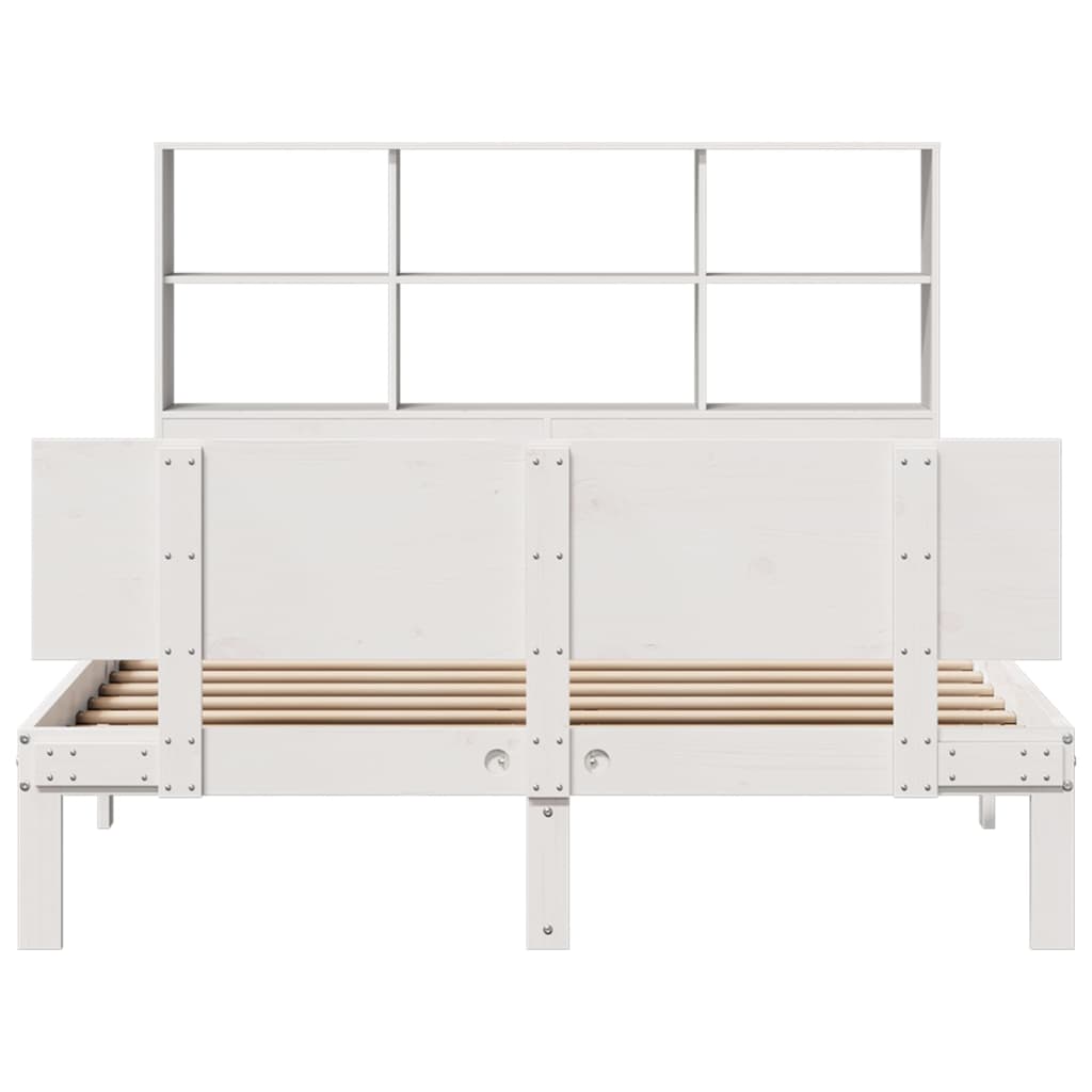 Cama com estante sem colchão 150x200 cm pinho maciço branco