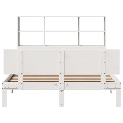 Cama com estante sem colchão 150x200 cm pinho maciço branco