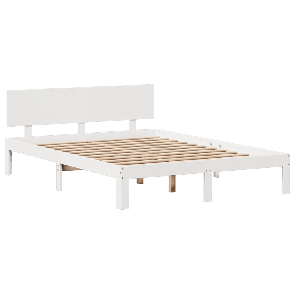 Cama com estante sem colchão 150x200 cm pinho maciço branco