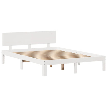 Cama com estante sem colchão 150x200 cm pinho maciço branco