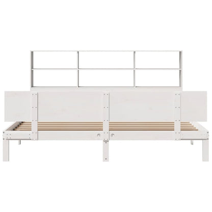 Cama com estante sem colchão 180x200 cm pinho maciço branco