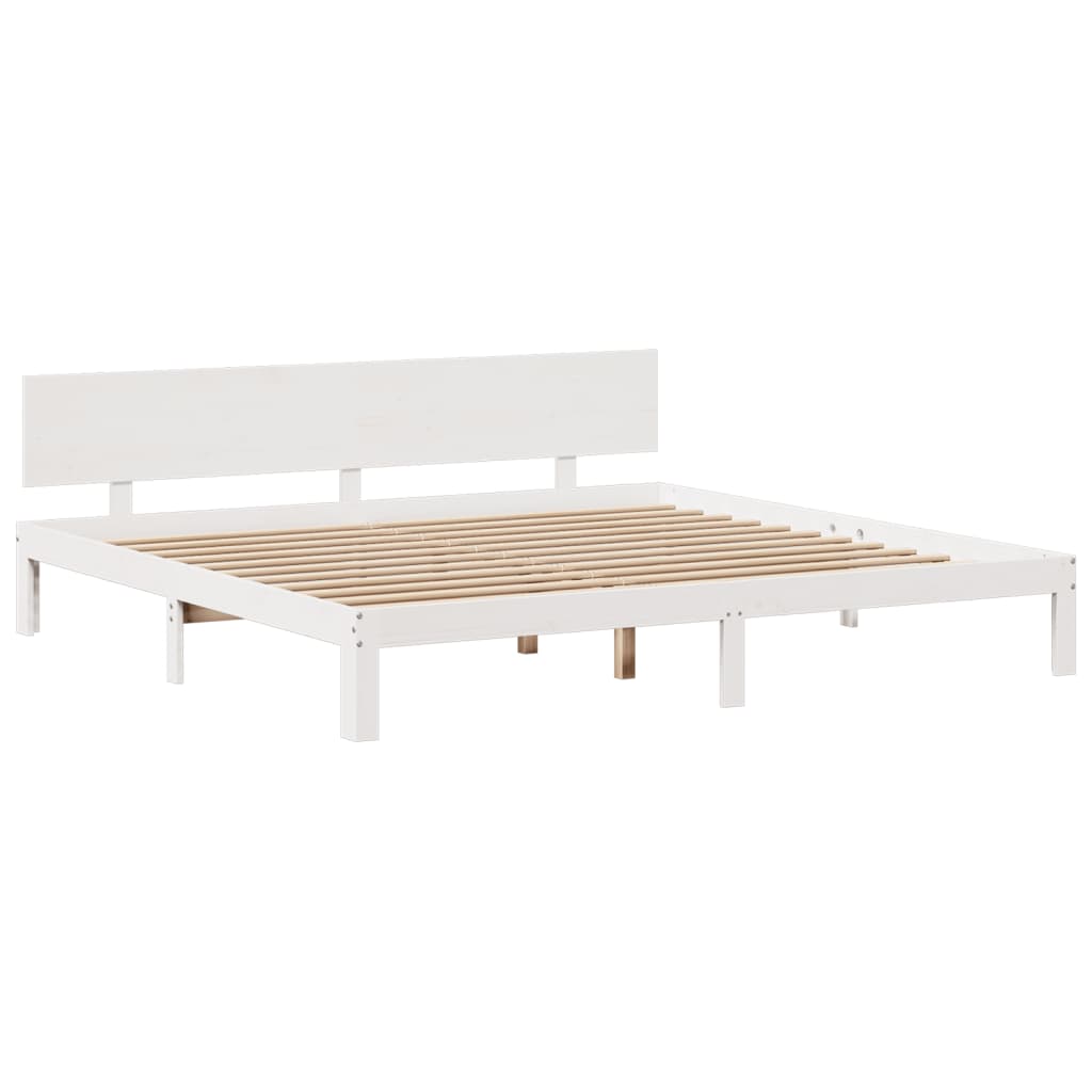 Cama com estante sem colchão 180x200 cm pinho maciço branco