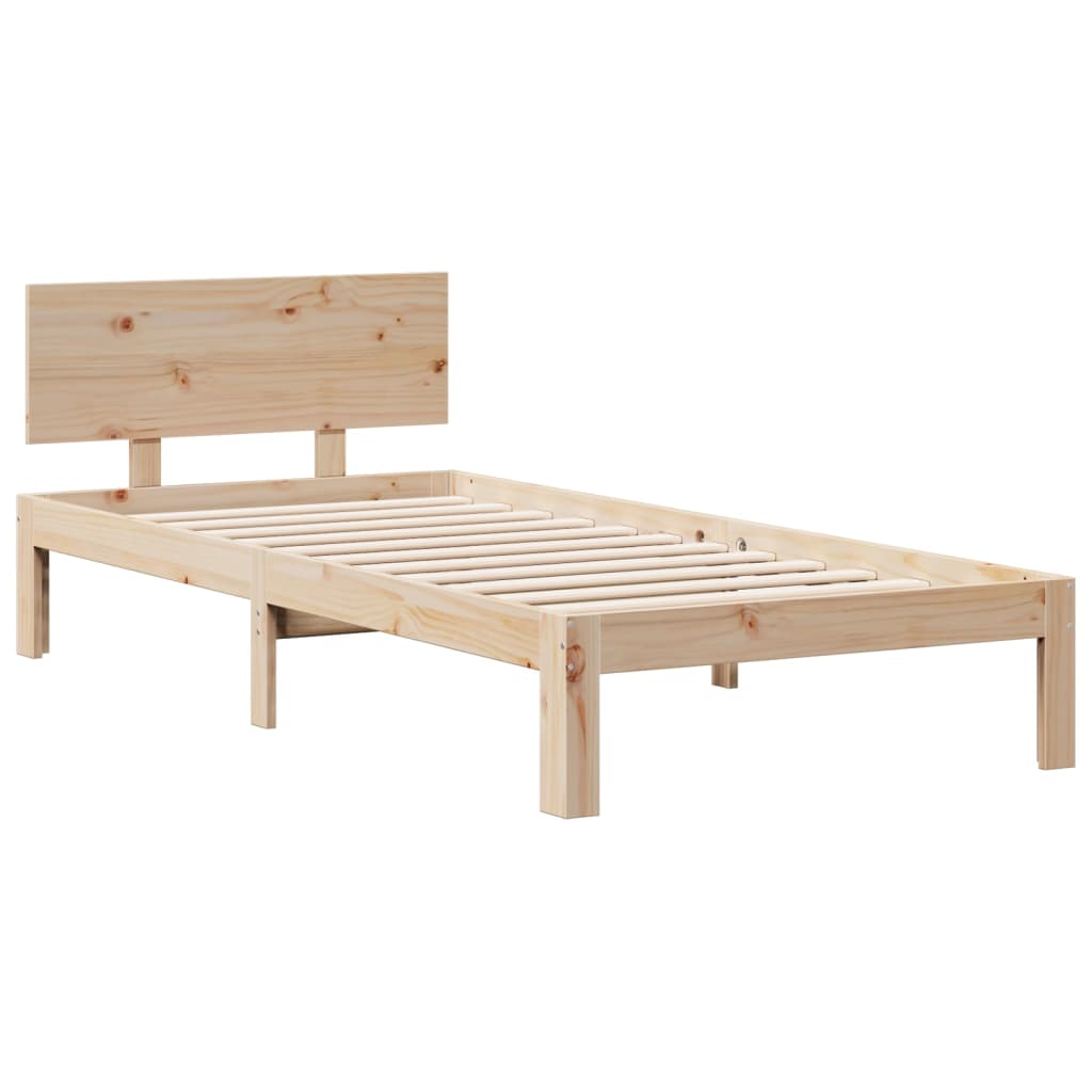 Cama com estante sem colchão 75x190 cm pinho maciço