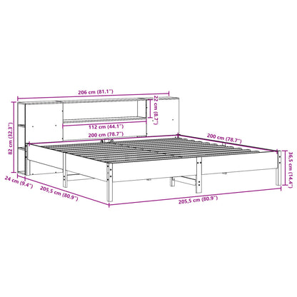 Cama com estante sem colchão 200x200 cm pinho maciço