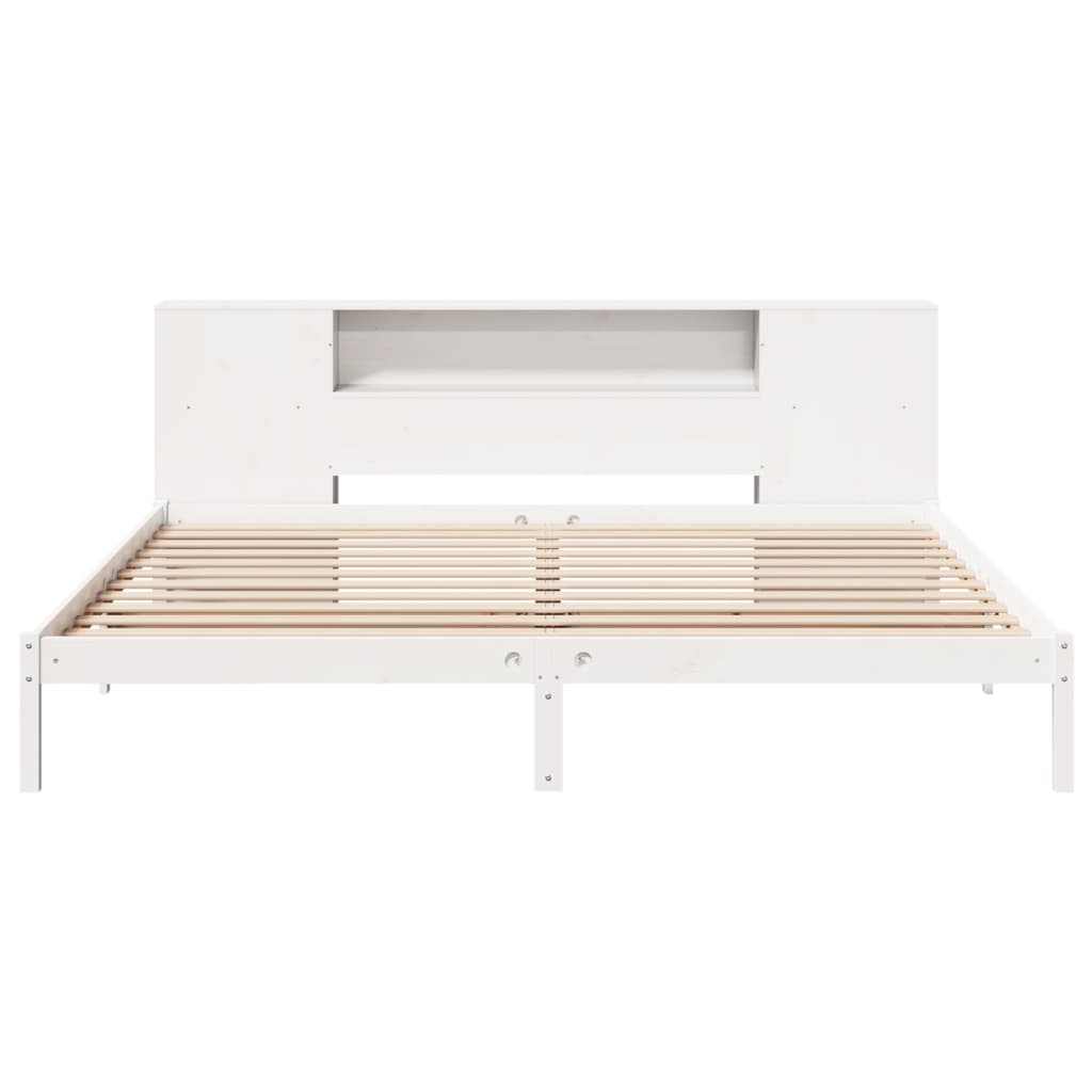 Cama com estante sem colchão 180x200 cm pinho maciço branco